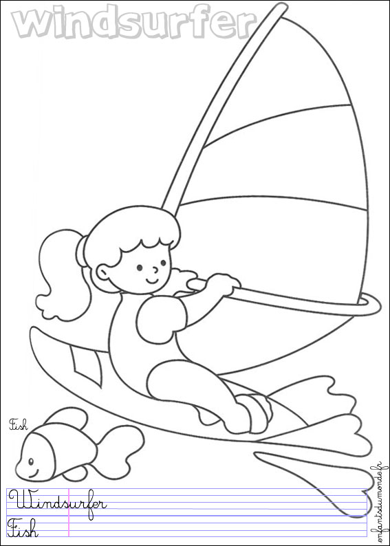 coloriage planche a voile 1